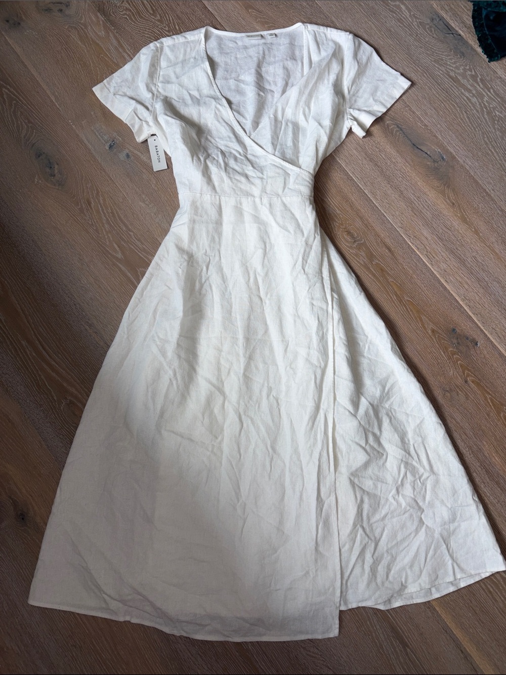 Aritzia Linen Wrap Midi Dress - White - Picture 11 of 11
